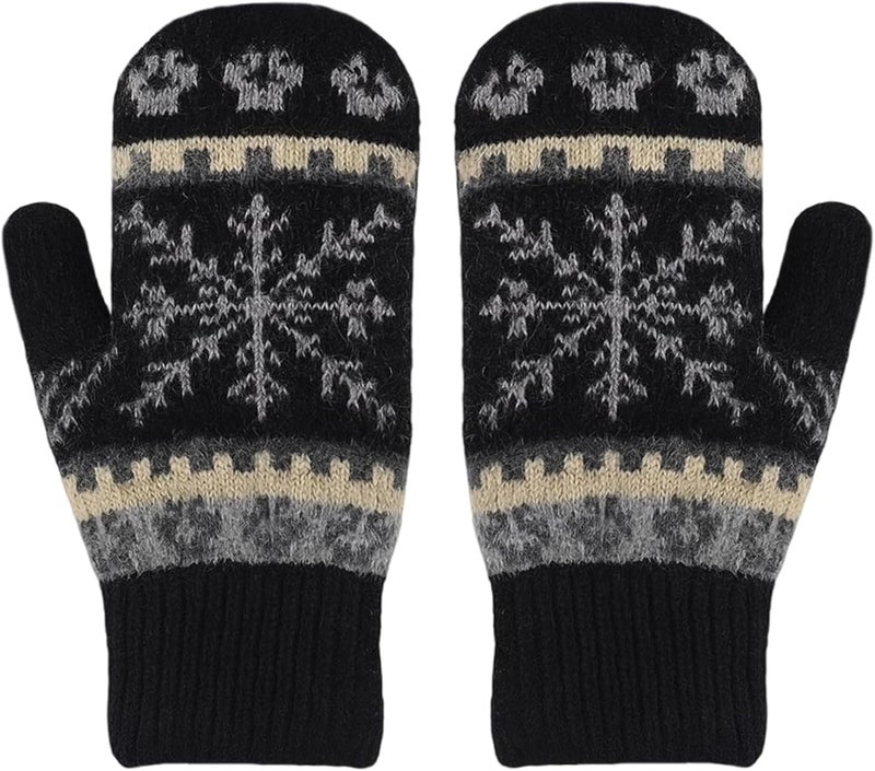 Eohak Winter Warm Mittens for Women - Knit Gloves Soft Wool Thick Fleece Lining Mittens - Image 5